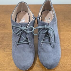 Journee Collection Gray Lace Up Boots Suede